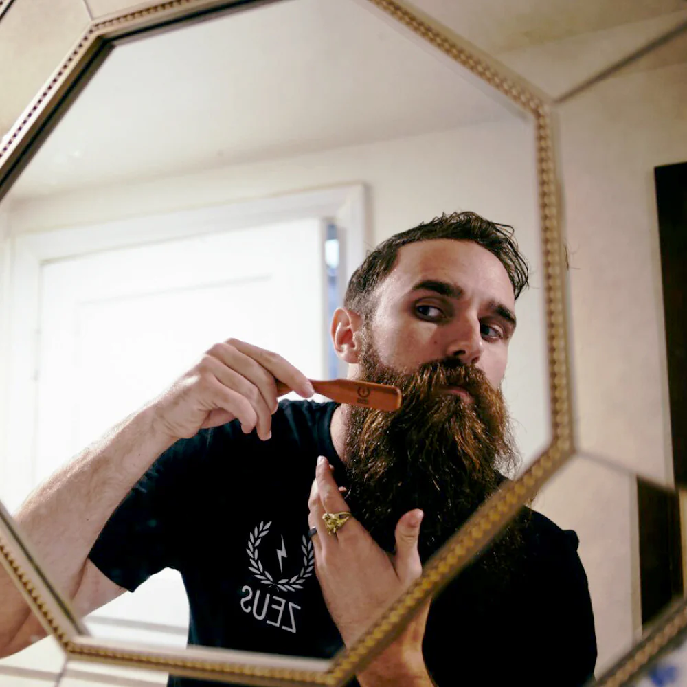 Handled Mustache & Beard Brush, 100% Boar Bristle - J91/J92 - Image 3
