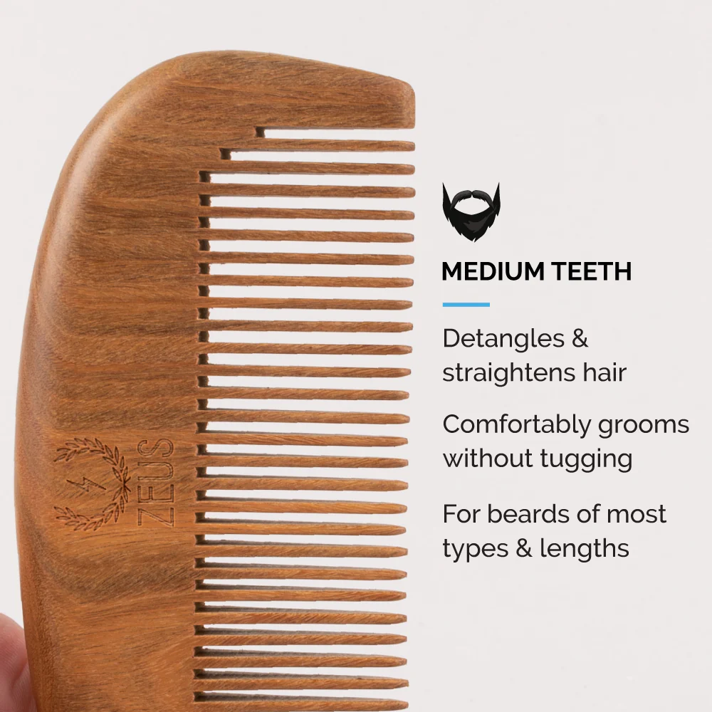 Beard Comb + Sheath, Sandalwood - Image 4