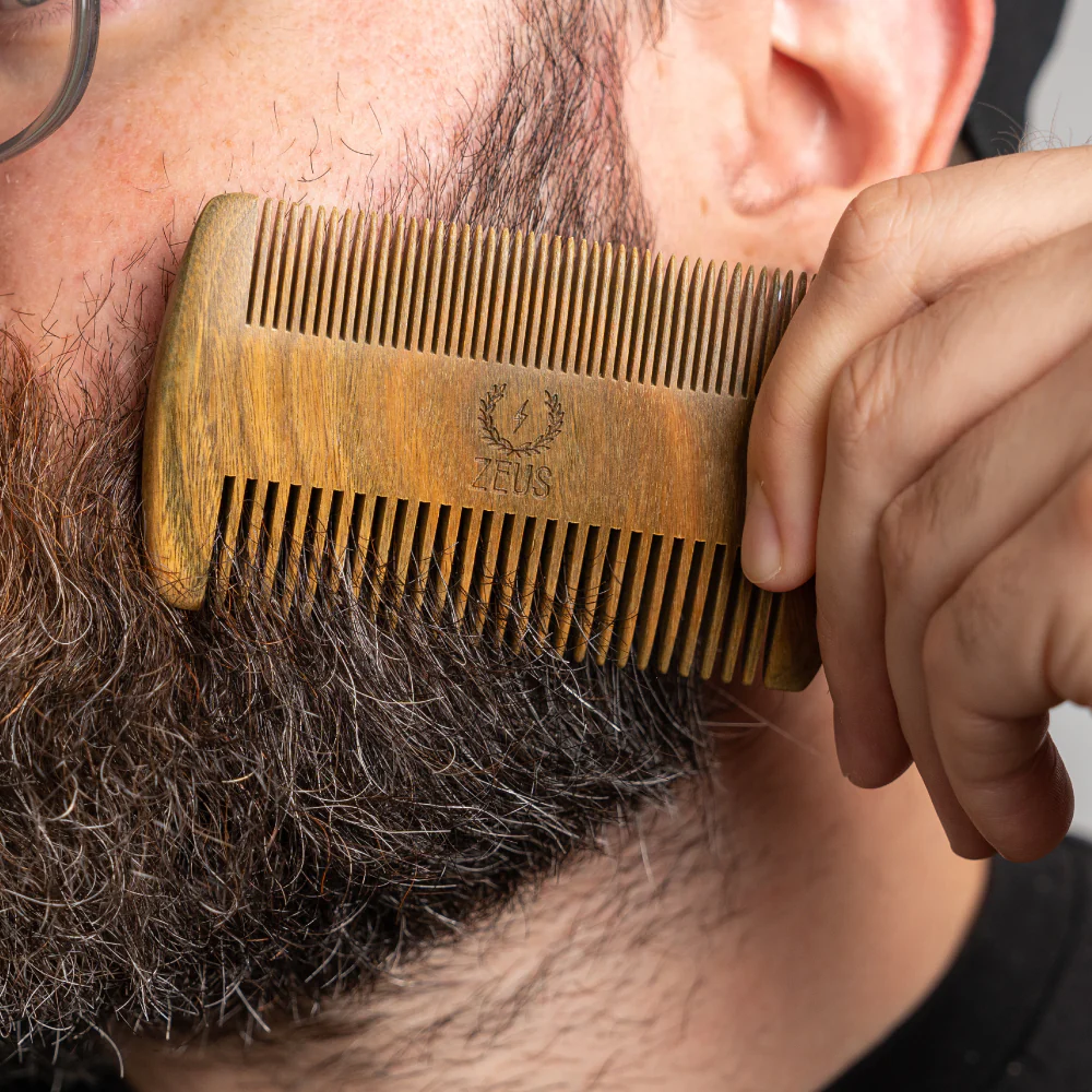 Double-Sided Beard Comb + Sheath, Sandalwood - Image 3