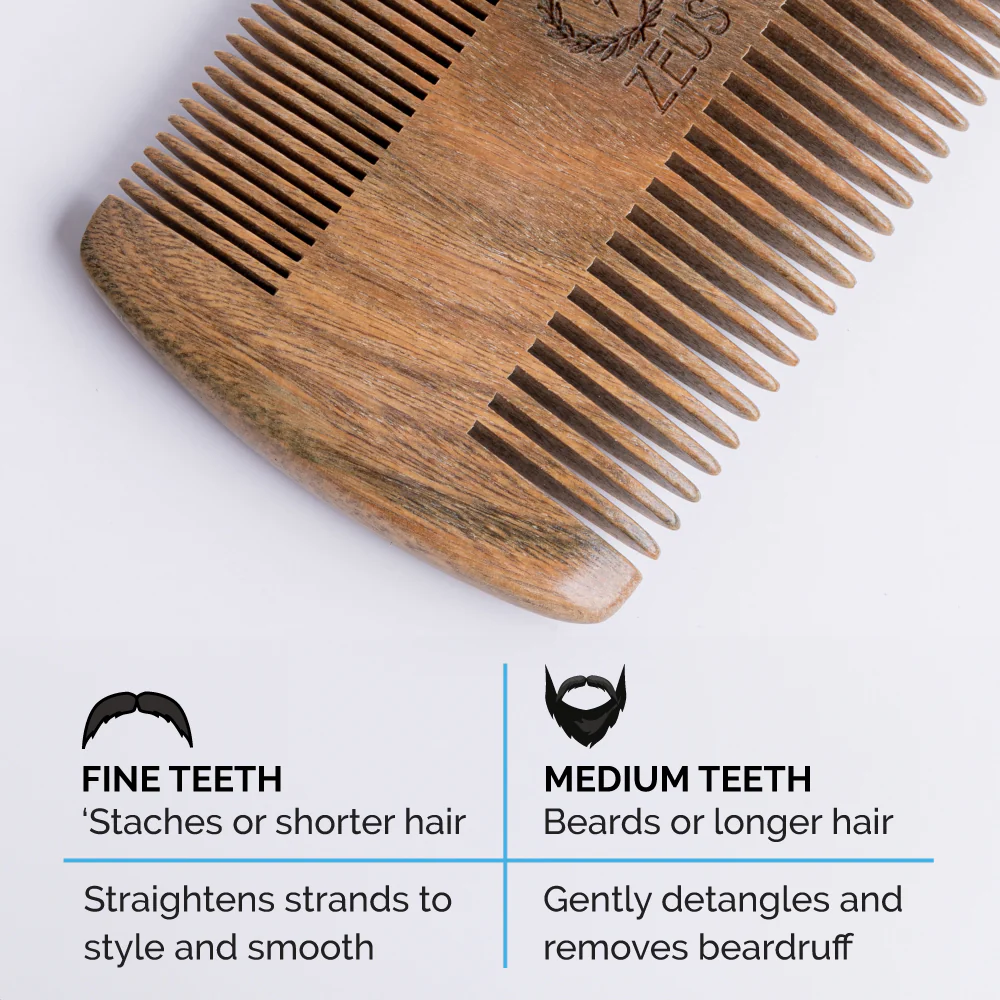 Double-Sided Beard Comb + Sheath, Sandalwood - Image 4