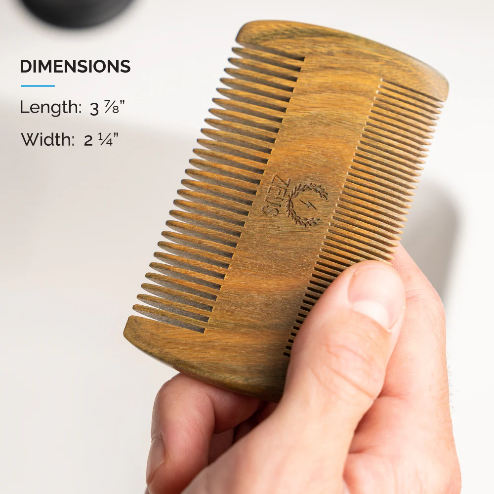 Double-Sided Beard Comb + Sheath, Sandalwood - Image 6