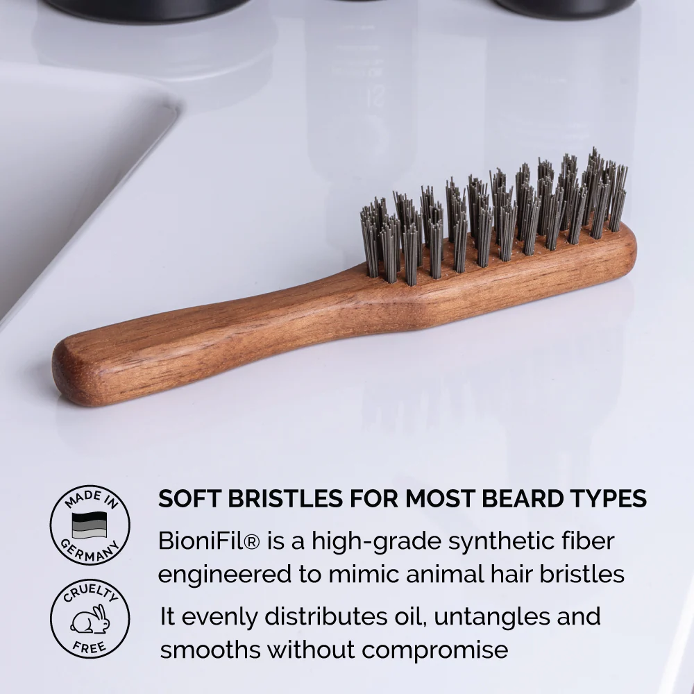Handled Mustache & Beard Brush, BioniFil Bristle (Vegan) - J73 - Image 3